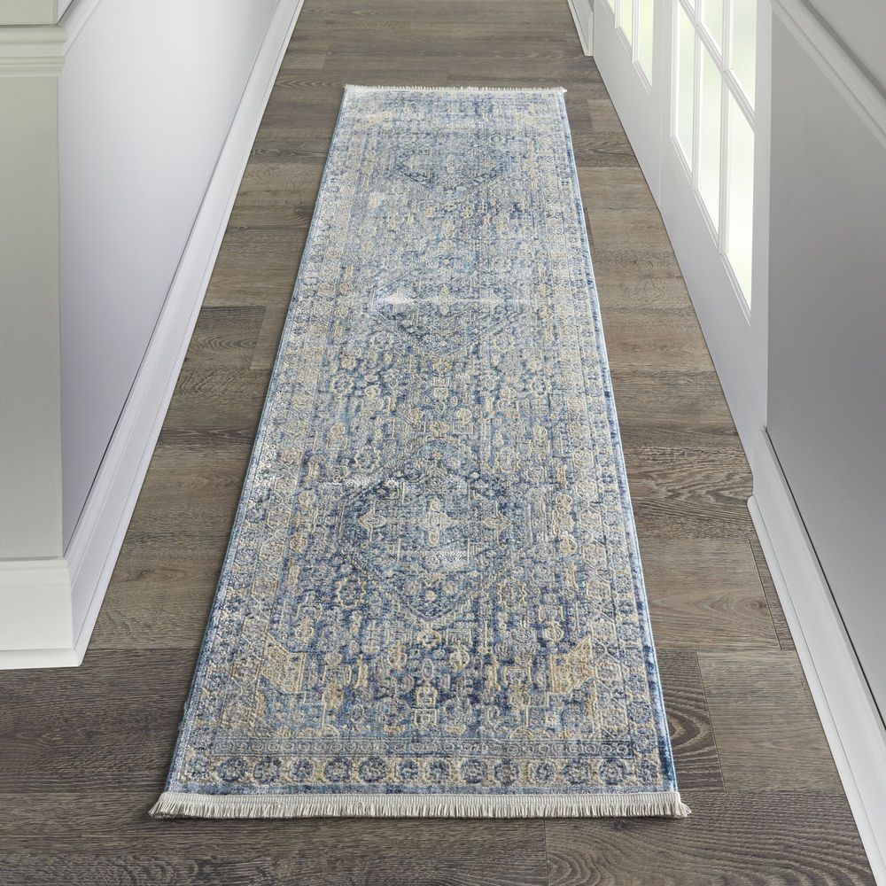 Nourison Lustrous Weave LUW02 Runner Rug - Blue &amp; Ivory