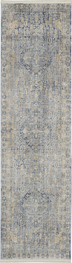 Nourison Lustrous Weave LUW02 Runner Rug - Blue &amp; Ivory