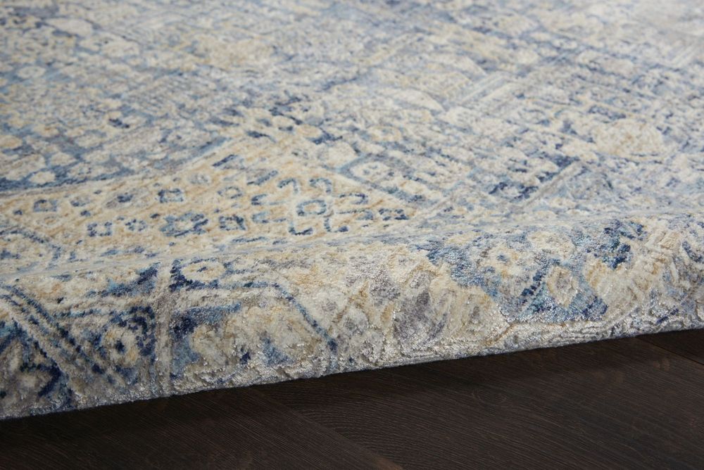 Nourison Lustrous Weave LUW02 Runner Rug - Blue &amp; Ivory