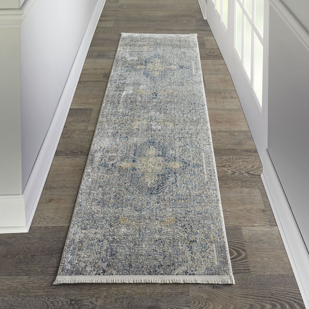 Nourison Lustrous Weave LUW04 Runner Rug - Blue &amp; Grey