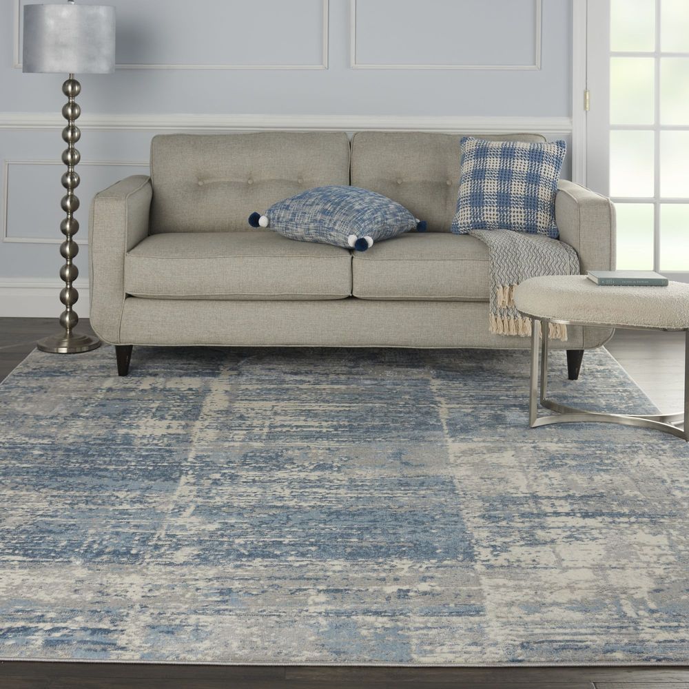 Nourison Solace SLA02 Rug - Ivory Grey &amp; Blue