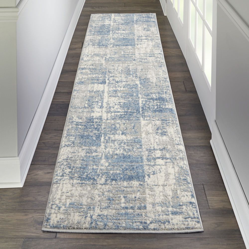 Nourison Solace SLA02 Runner Rug - Ivory Grey &amp; Blue