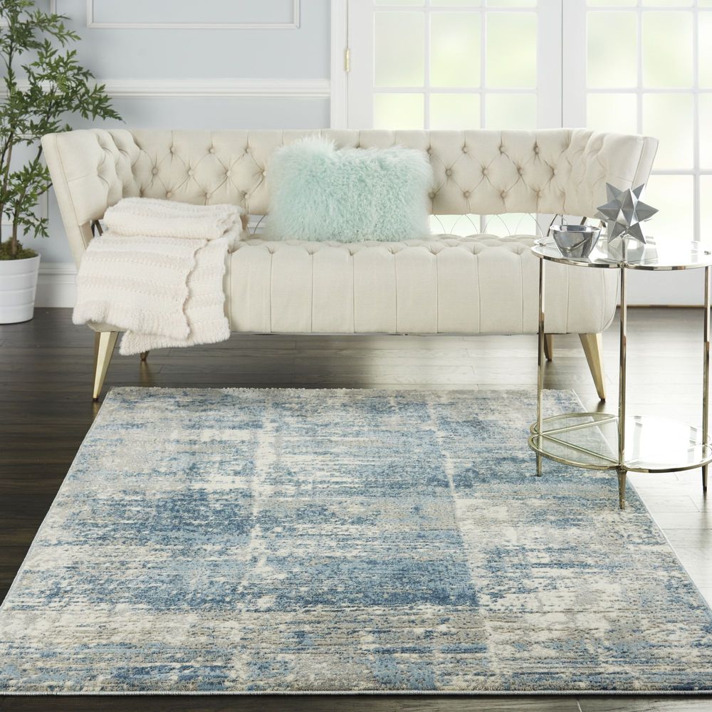 Nourison Solace SLA02 Rug - Ivory Grey &amp; Blue