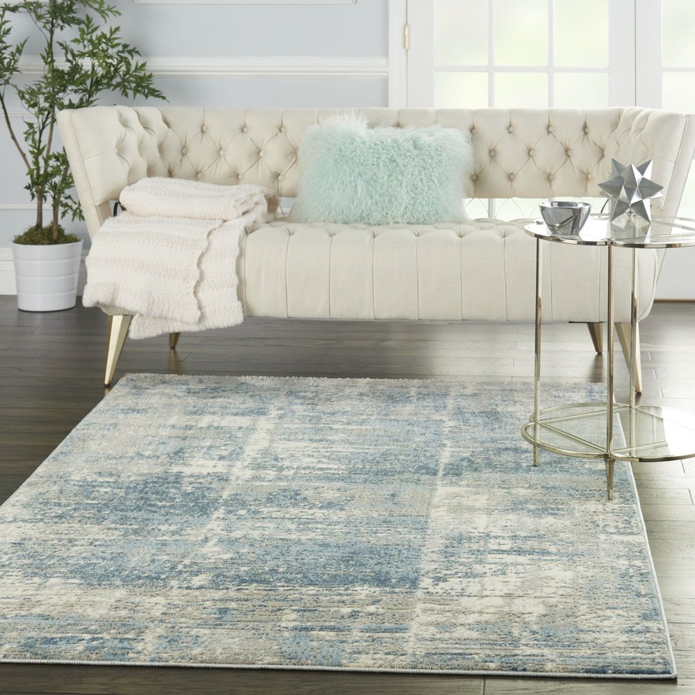 Nourison Solace SLA02 Rug - Ivory Grey &amp; Blue