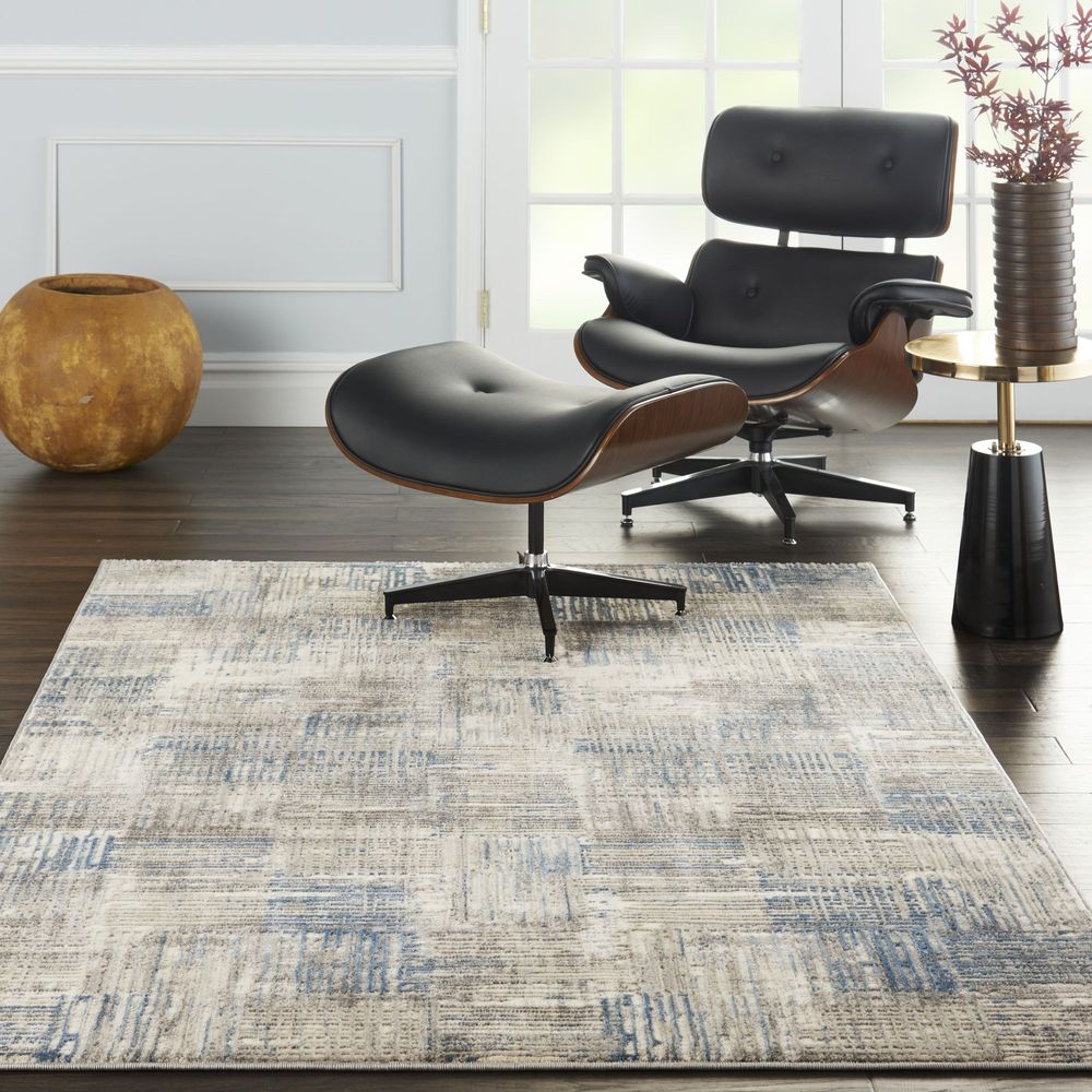 Nourison Solace SLA03 Rug - Ivory Grey &amp; Blue