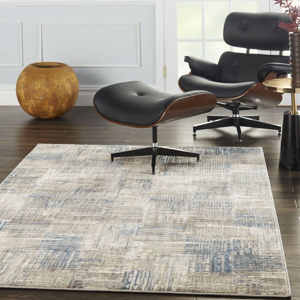 Nourison Solace SLA03 Rug - Ivory Grey &amp; Blue