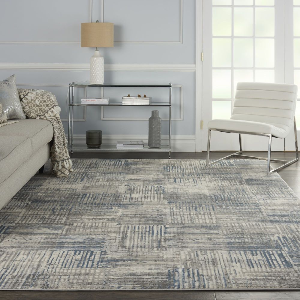 Nourison Solace SLA03 Rug - Ivory Grey &amp; Blue