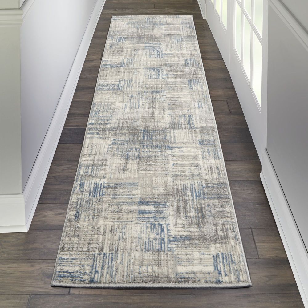 Nourison Solace SLA03 Runner Rug - Ivory Grey &amp; Blue