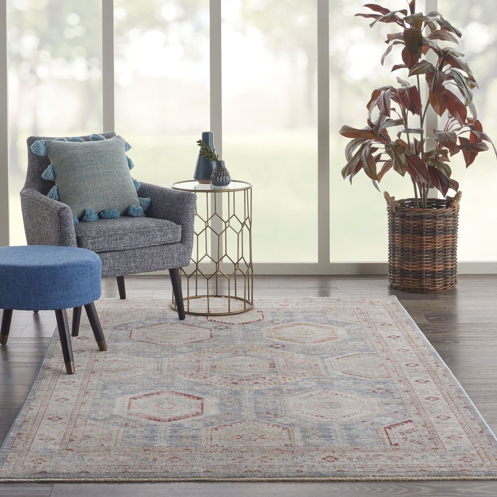 Nourison Homestead HMS01 Rug - Light Blue &amp; Multicolour