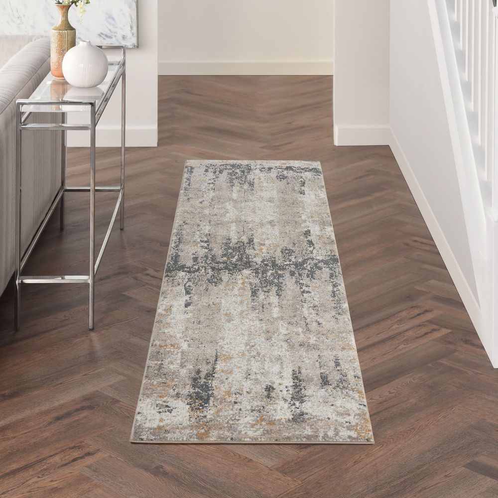 Nourison Tangra TNR05 Runner Rug - Cream &amp; Grey