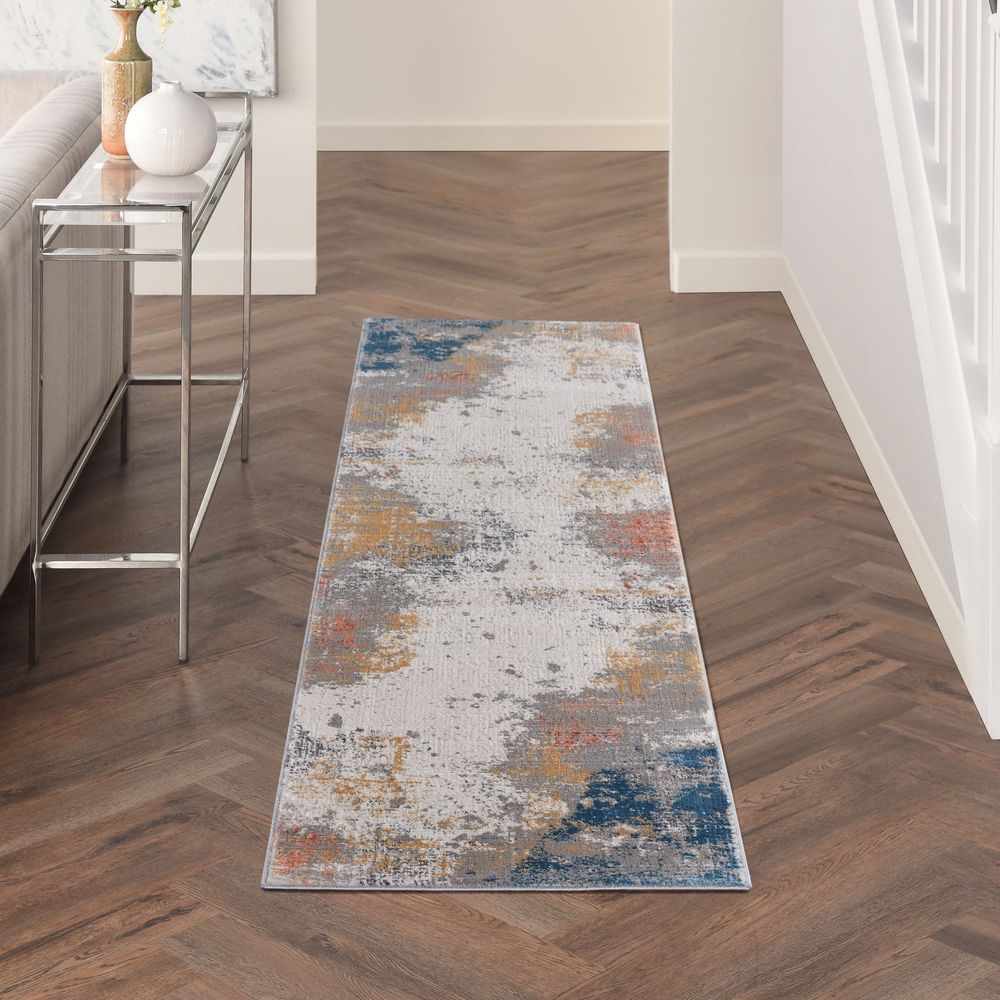 Nourison Rustic Textures RUS13 Runner Rug - Grey &amp; Blue