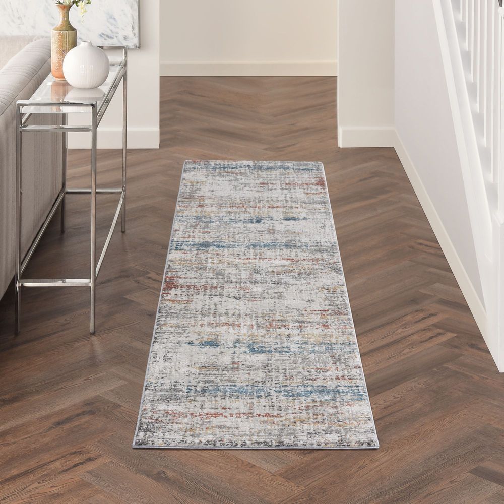 Nourison Rustic Textures RUS14 Runner Rug - Light Grey &amp; Multicolour