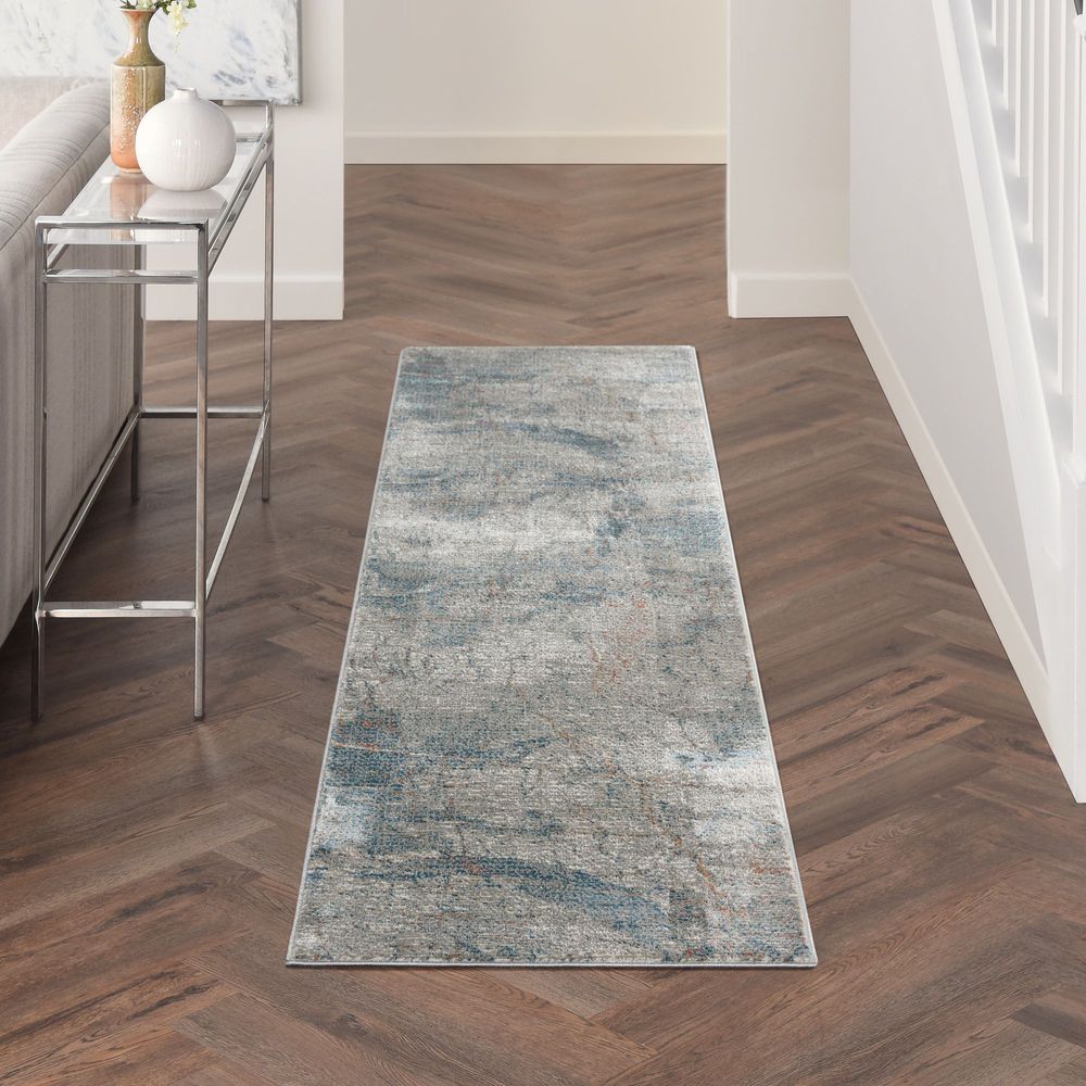 Nourison Rustic Textures RUS15 Runner Rug - Light Grey &amp; Blue