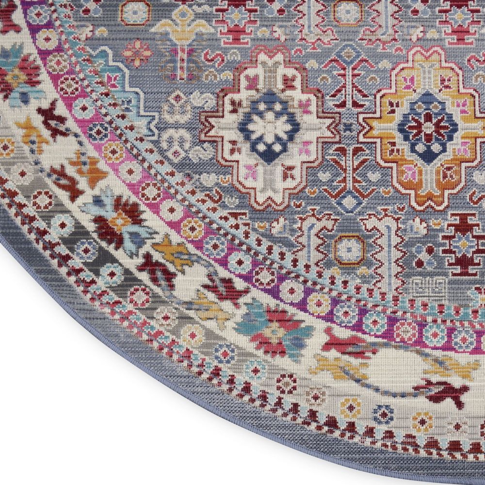 Nourison Vintage Kashan VKA05 Round Rug - Grey &amp; Multicolour