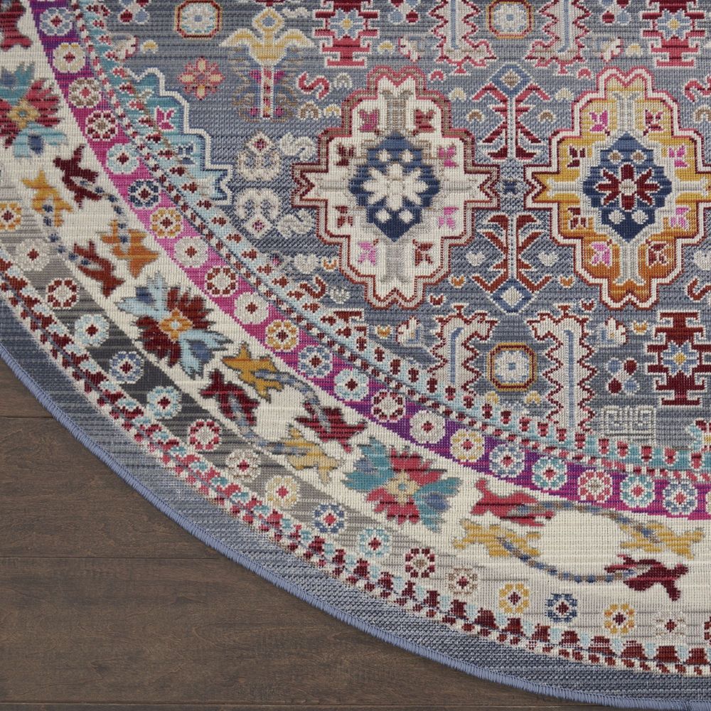 Nourison Vintage Kashan VKA05 Round Rug - Grey &amp; Multicolour