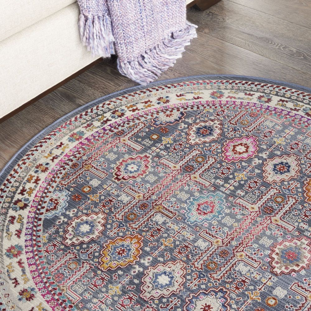 Nourison Vintage Kashan VKA05 Round Rug - Grey &amp; Multicolour