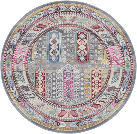 Nourison Vintage Kashan VKA06 Round Rug - Grey &amp; Multicolour