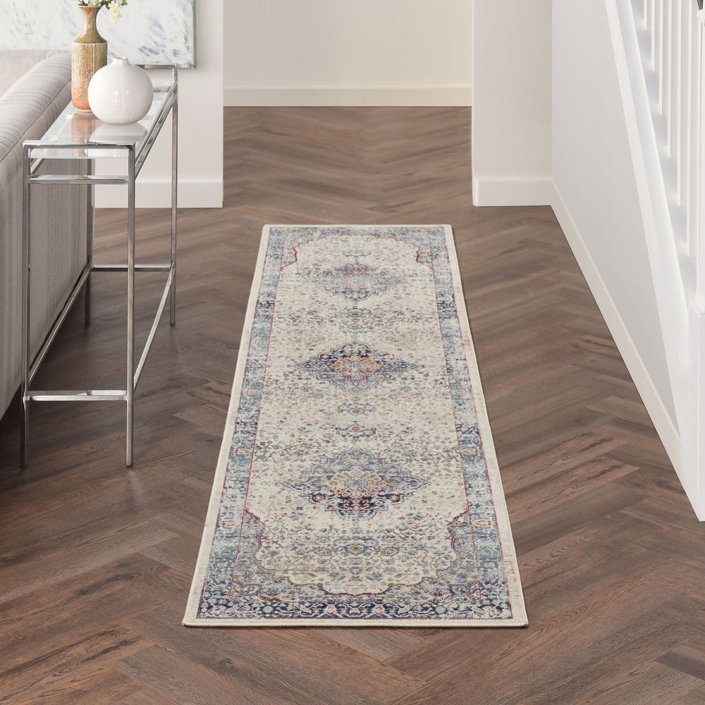 Nourison Vintage Kashan VKA07 Runner Rug - Ivory Blue