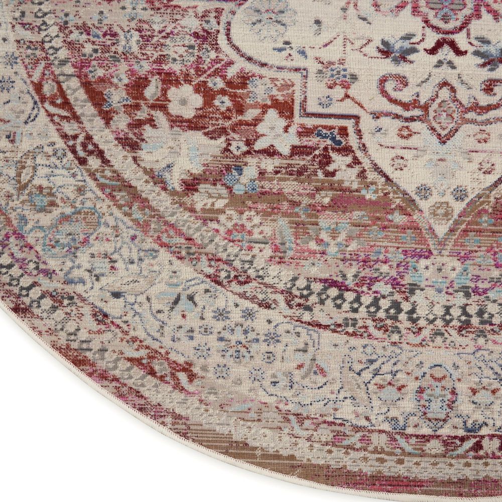 Nourison Vintage Kashan VKA07 Round Rug - Red &amp; Ivory