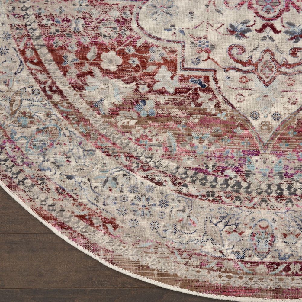 Nourison Vintage Kashan VKA07 Round Rug - Red &amp; Ivory