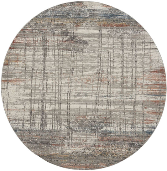 Nourison Rustic Textures RUS12 Round Rug - Grey &amp; Multicolour