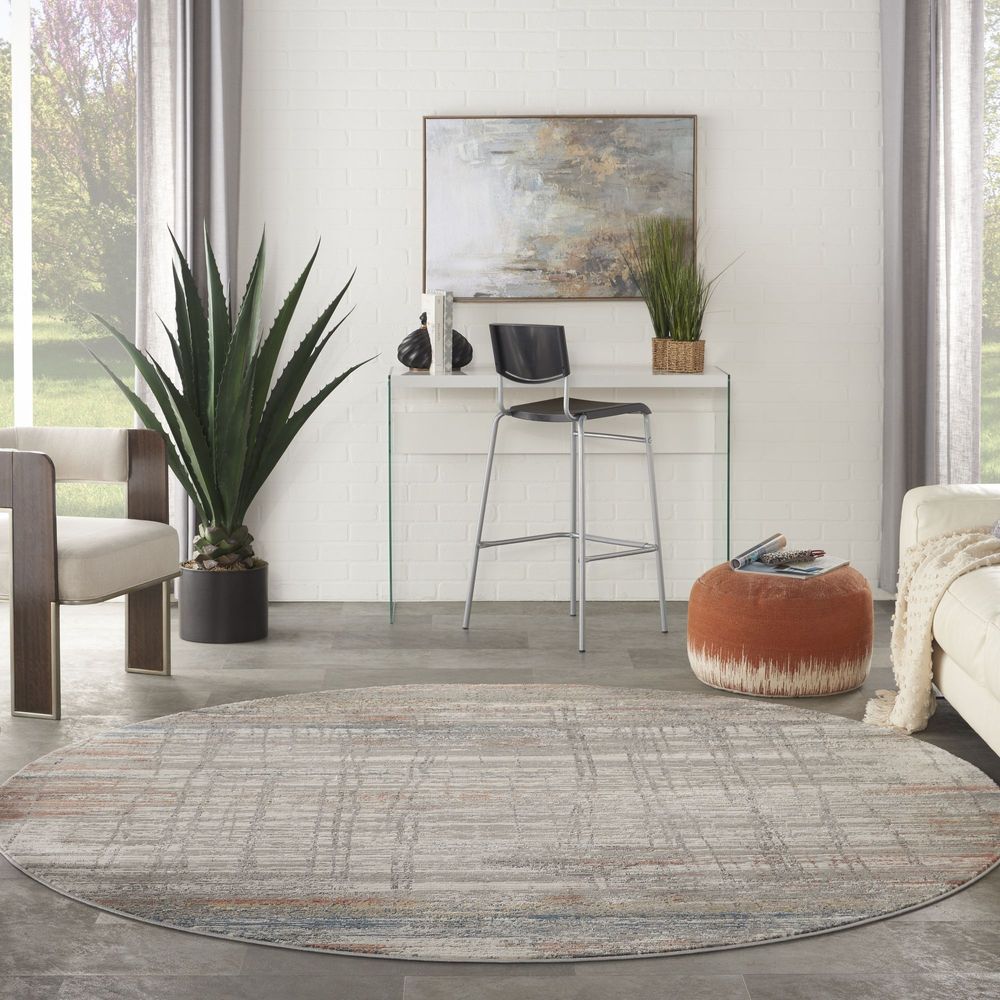 Nourison Rustic Textures RUS12 Round Rug - Grey &amp; Multicolour