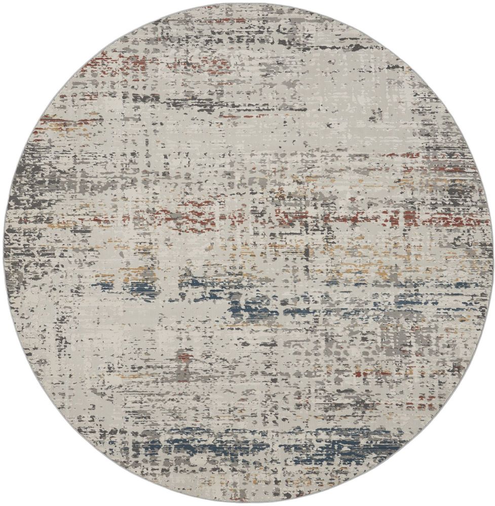 Nourison Rustic Textures RUS14 Round Rug - Light Grey &amp; Multicolour