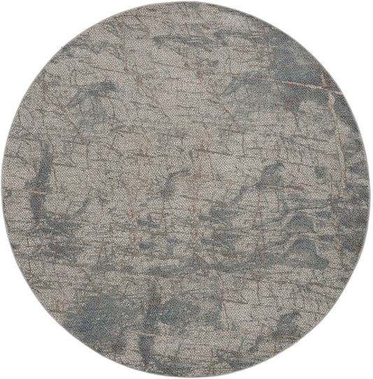 Nourison Rustic Textures RUS15 Round Rug - Light Grey &amp; Blue