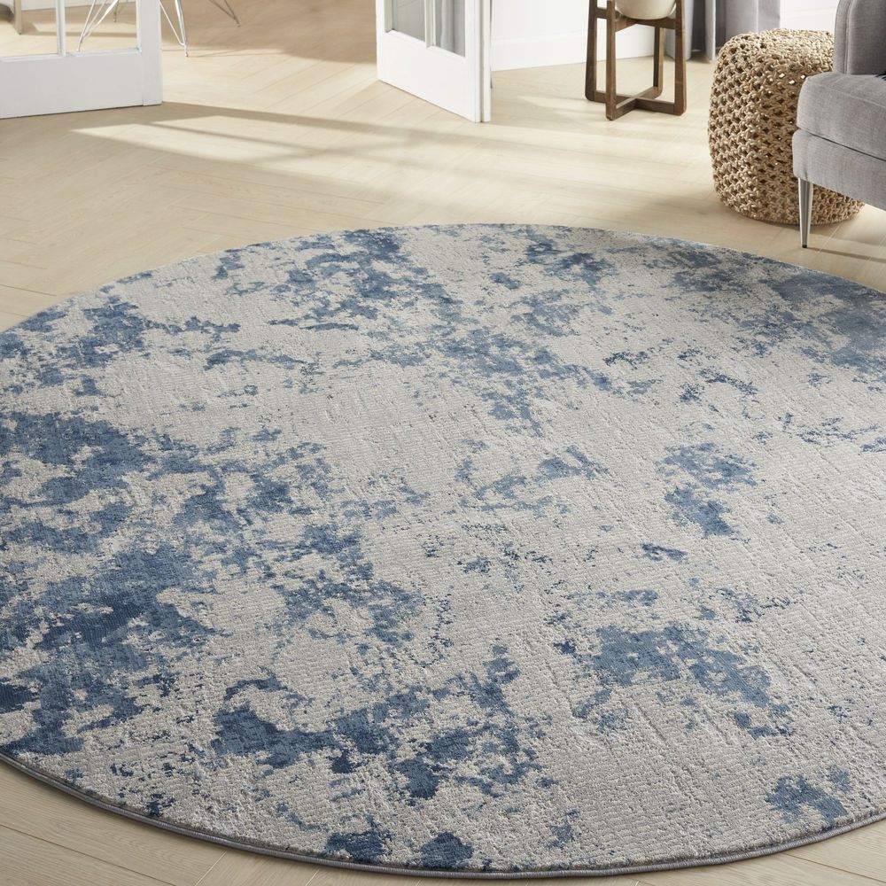 Nourison Rustic Textures RUS16 Round Rug - Grey &amp; Blue