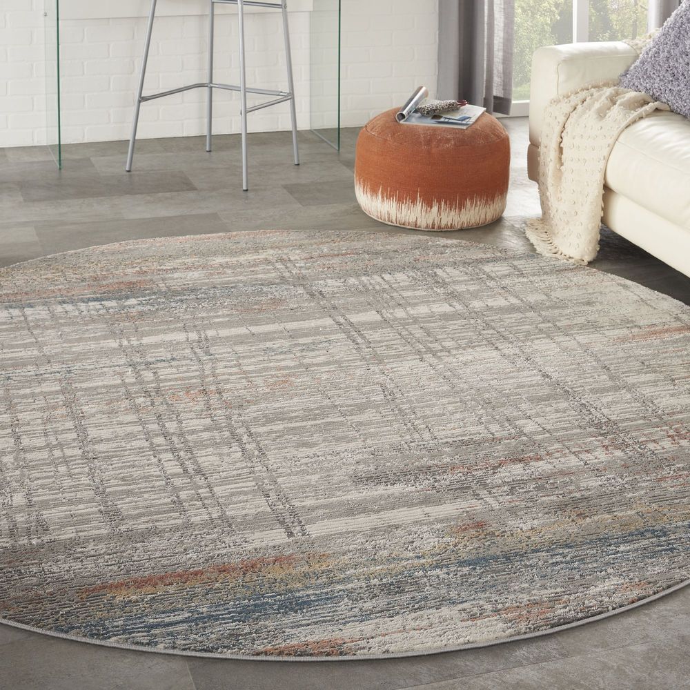 Nourison Rustic Textures RUS12 Round Rug - Grey &amp; Multicolour