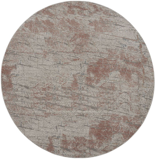 Nourison Rustic Textures RUS15 Round Rug - Light Grey &amp; Rust