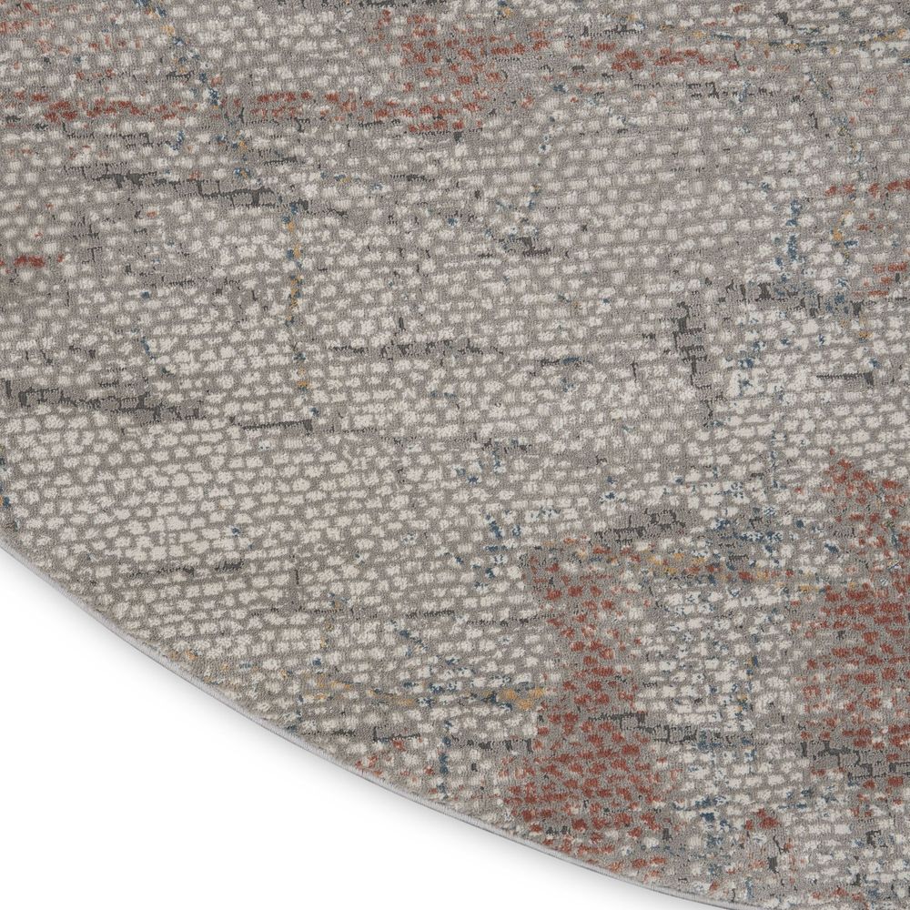 Nourison Rustic Textures RUS15 Round Rug - Light Grey &amp; Rust