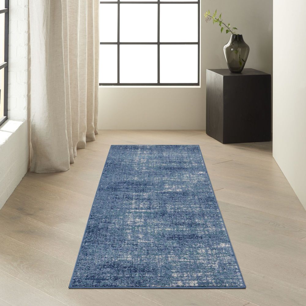 Calvin Klein CK001 River Flow RFV02 Runner Rug - Teal &amp; Ivory Blue