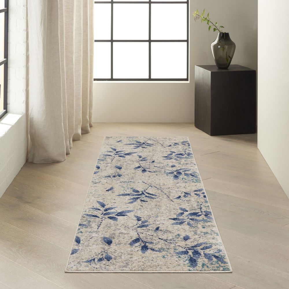 Calvin Klein CK001 River Flow RFV03 Runner Rug - Beige &amp; Navy