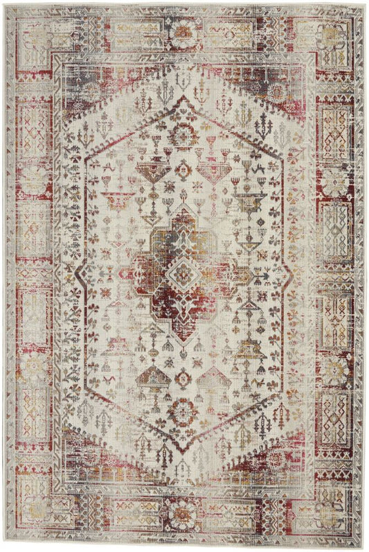 Nourison Vintage Kashan VKA08 Rug - Ivory &amp; Red