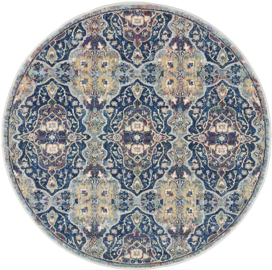 Nourison Ankara Global ANR16 Round Rug - Navy &amp; Multicolour