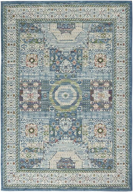 Nourison Ankara Global ANR17 Rug - Ivory &amp; Light Blue