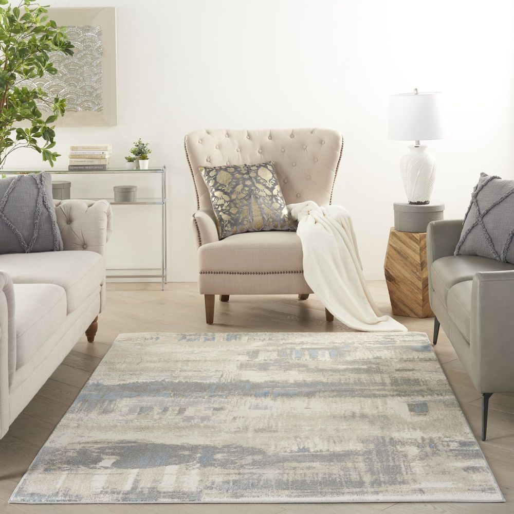 Nourison Solace SLA07 Rug - Ivory Grey &amp; Blue