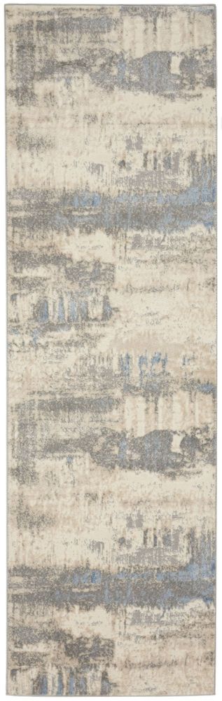 Nourison Solace SLA08 Runner Rug - Ivory Grey &amp; Blue