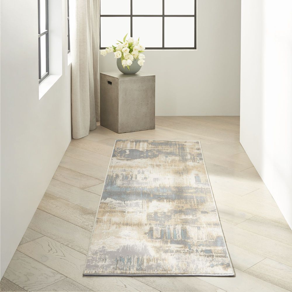 Calvin Klein CK005 Enchanting ECH02 Runner Rug - Ivory &amp; Seaglass