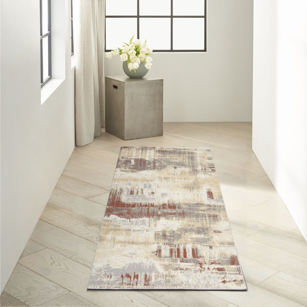 Calvin Klein CK005 Enchanting ECH02 Runner Rug - Grey &amp; Rust