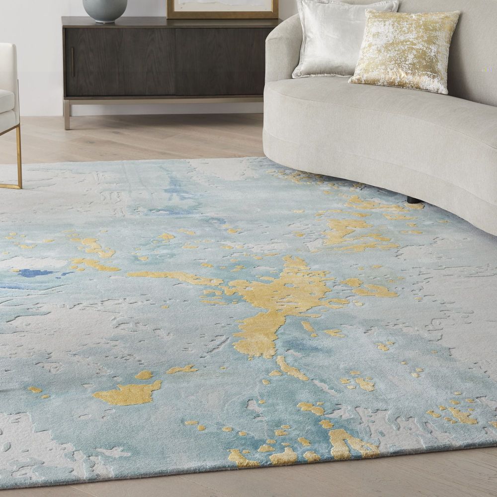 Nourison Prismatic PRS26 Rug - Seafoam &amp; Gold