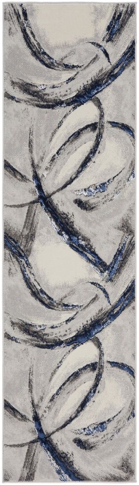 Nourison Brushstrokes BSK02 Runner Rug - Grey &amp; Navy