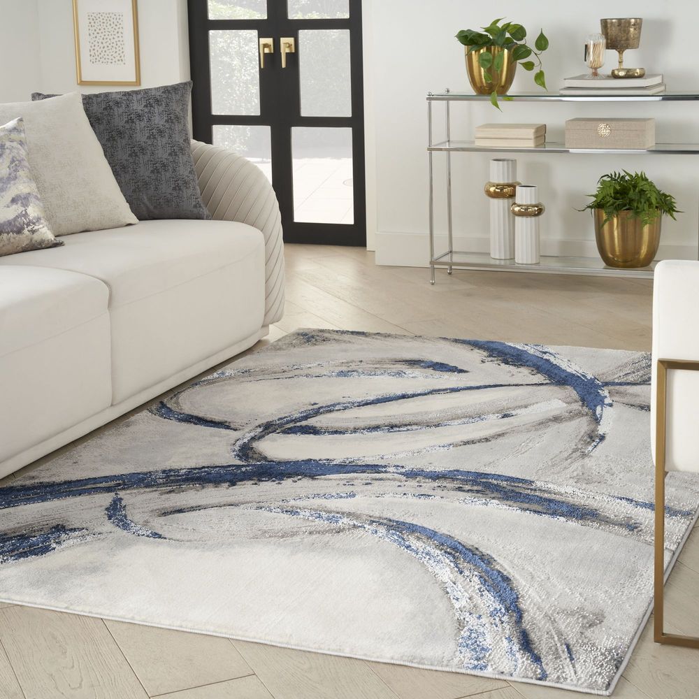 Nourison Brushstrokes BSK02 Rug - Grey &amp; Navy