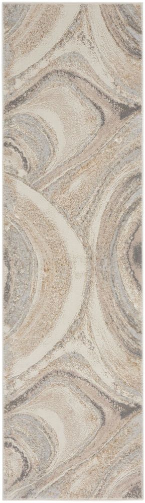 Nourison Brushstrokes BSK03 Runner Rug - Cream &amp; Grey