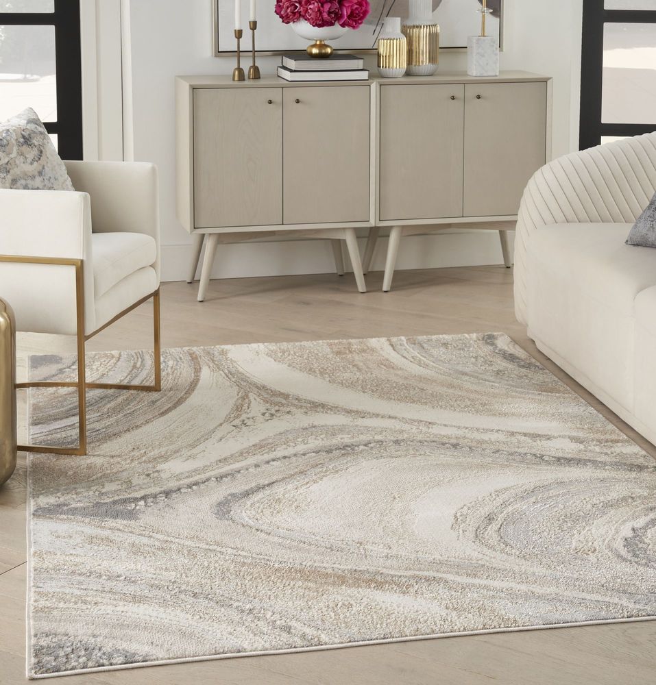 Nourison Brushstrokes BSK03 Rug - Cream &amp; Grey