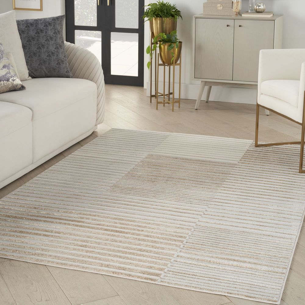 Nourison Brushstrokes BSK04 Rug - Beige &amp; Silver