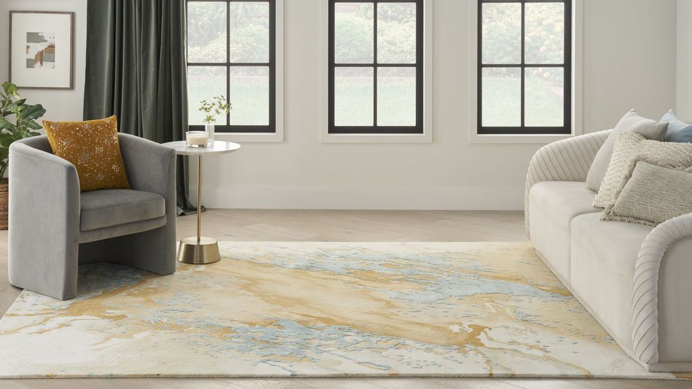 Nourison Prismatic PRS36 Rug - Sand &amp; Blue