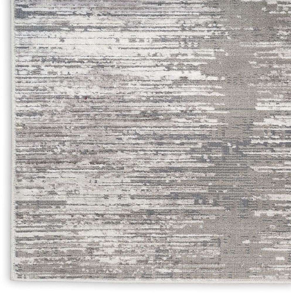 Nourison Abstract Hues ABH03 Runner Rug - Grey &amp; White