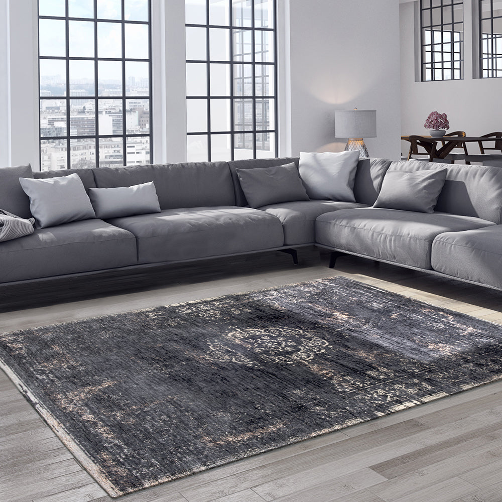 Fading World Medallion Rug - 8263 Mineral Black